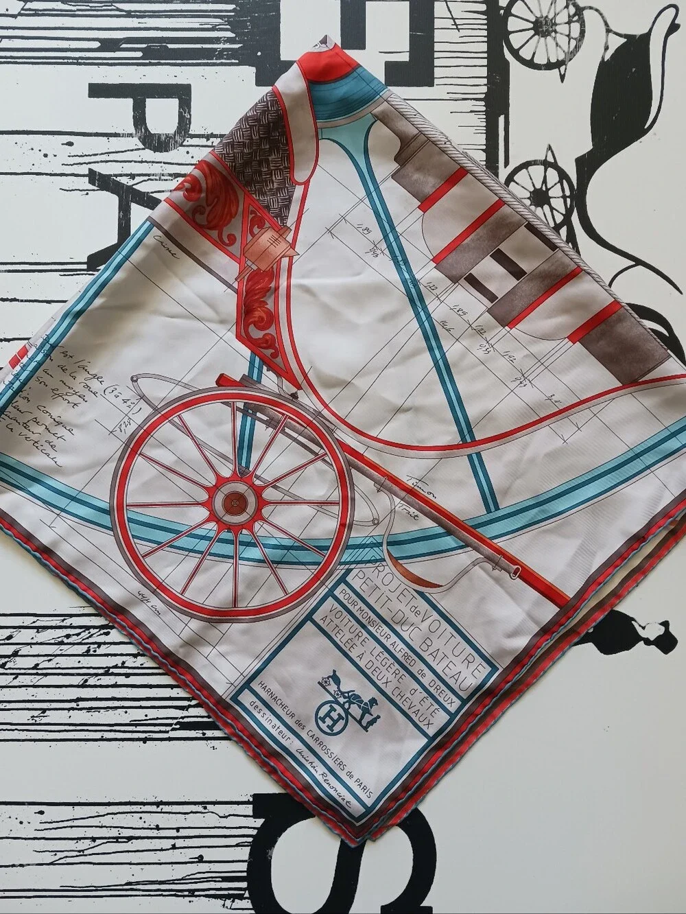 Hermes Project Voture 90 Silk Scarf 35" - Picture 15 of 15